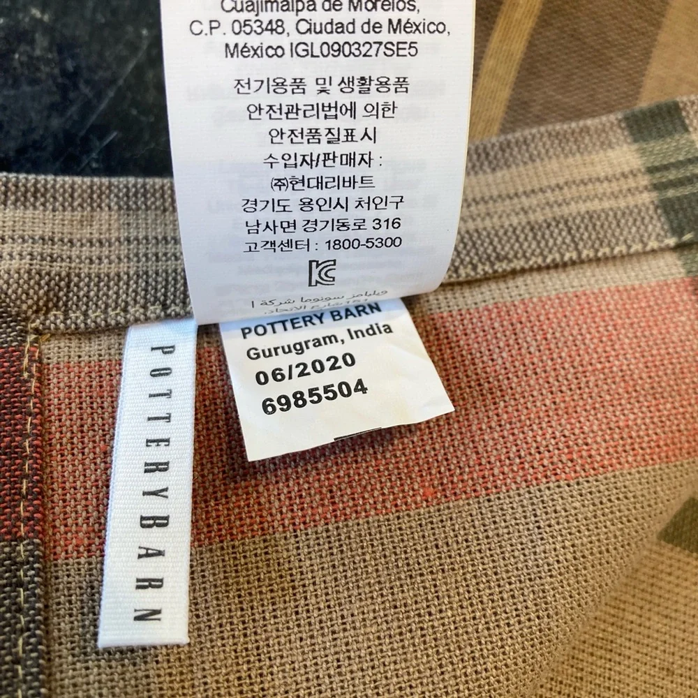 Pottery Barn Woodrow Plaid Cotton Napkins, SET OF 3 Brown Gray Multi Rare Rustic